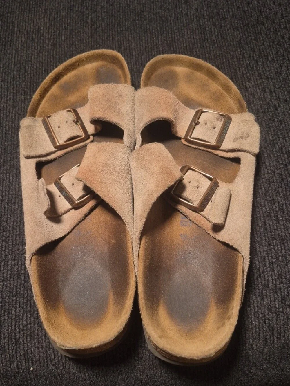 Birkenstock Men's Double-Buckle Suede Sandals in Light Brown